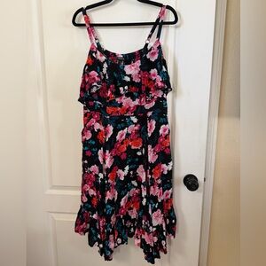 Torrid Off The Shoulder Ruffled Floral High Low w/Pockets    Size 0